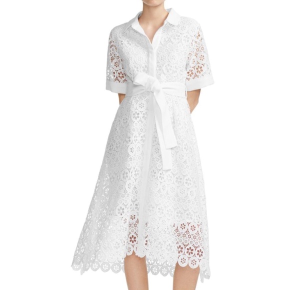 Maje Dresses & Skirts - Maje Ralfa White Lace Belted Midi Dress NWT 4/6